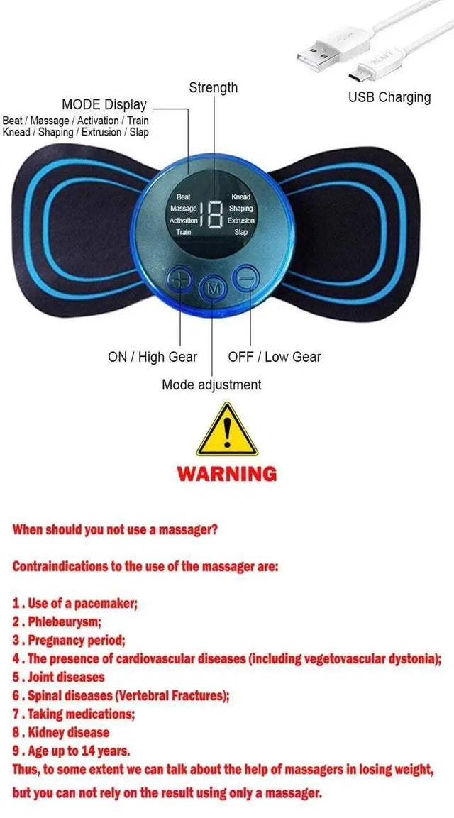 Mini Electric Massager – 8 Modes & 19 Strength Levels
